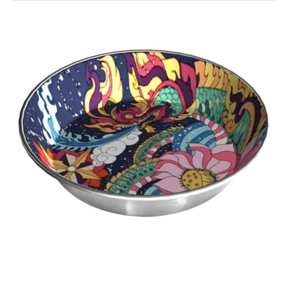 Komodo Dragon Reptile Tatoo Art Paint Ornament Pet Cat Bowl 6 Inch Indian NEW